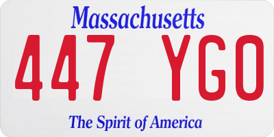 MA license plate 447YG0