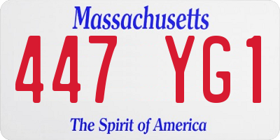MA license plate 447YG1