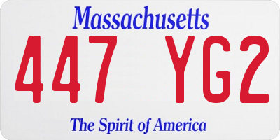 MA license plate 447YG2