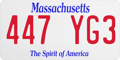 MA license plate 447YG3
