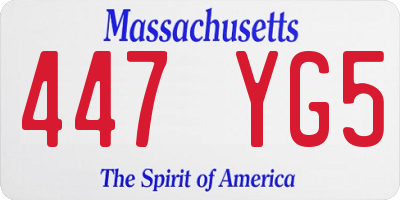 MA license plate 447YG5