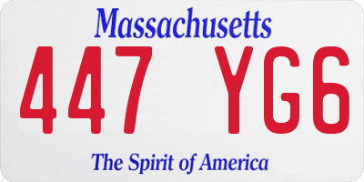 MA license plate 447YG6
