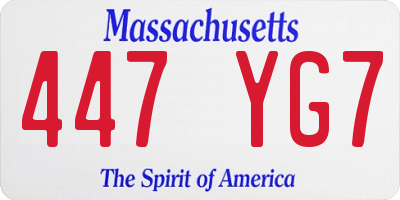 MA license plate 447YG7