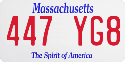 MA license plate 447YG8