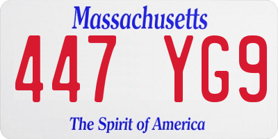 MA license plate 447YG9