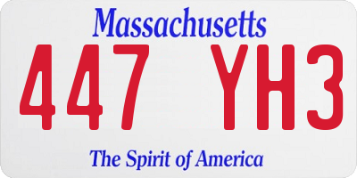 MA license plate 447YH3