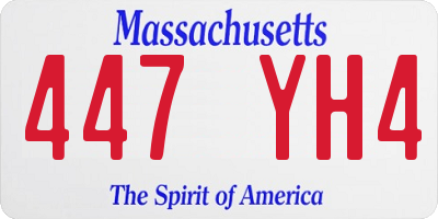 MA license plate 447YH4