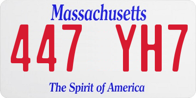 MA license plate 447YH7