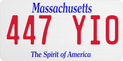 MA license plate 447YI0
