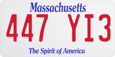 MA license plate 447YI3