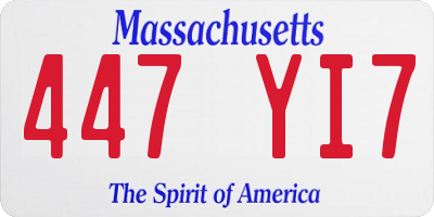 MA license plate 447YI7