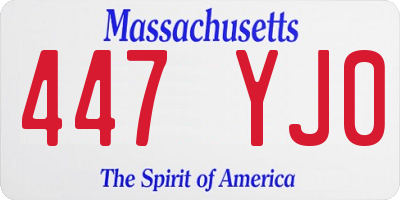 MA license plate 447YJ0