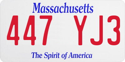 MA license plate 447YJ3