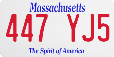 MA license plate 447YJ5
