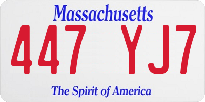MA license plate 447YJ7