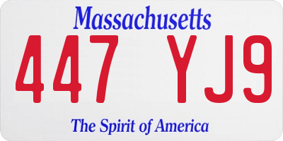 MA license plate 447YJ9