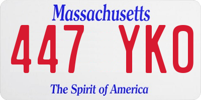 MA license plate 447YK0