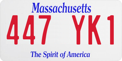 MA license plate 447YK1