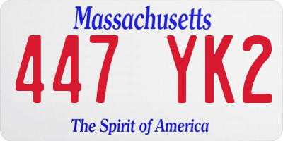 MA license plate 447YK2