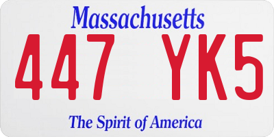 MA license plate 447YK5