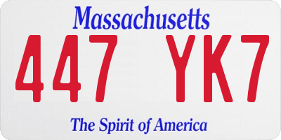MA license plate 447YK7