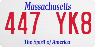 MA license plate 447YK8