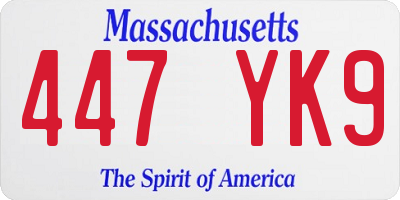 MA license plate 447YK9