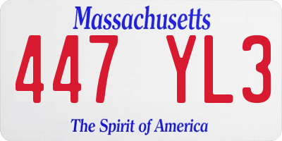 MA license plate 447YL3