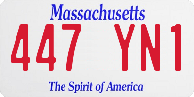 MA license plate 447YN1