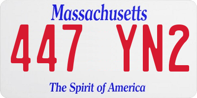 MA license plate 447YN2