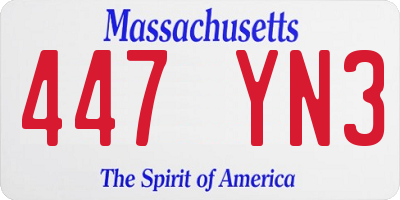 MA license plate 447YN3