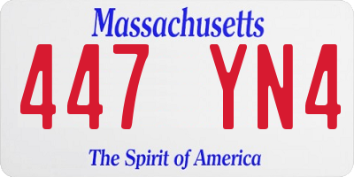 MA license plate 447YN4