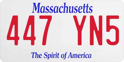 MA license plate 447YN5
