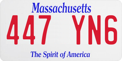 MA license plate 447YN6