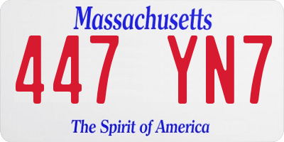 MA license plate 447YN7
