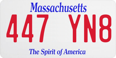 MA license plate 447YN8