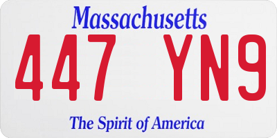 MA license plate 447YN9