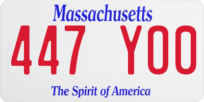 MA license plate 447YO0