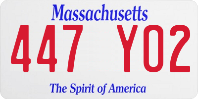 MA license plate 447YO2