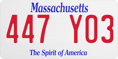 MA license plate 447YO3