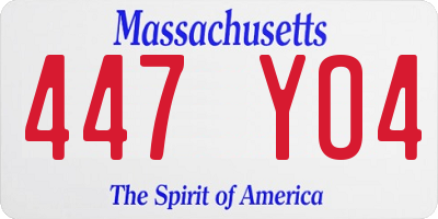 MA license plate 447YO4