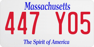MA license plate 447YO5