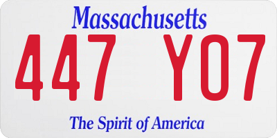 MA license plate 447YO7