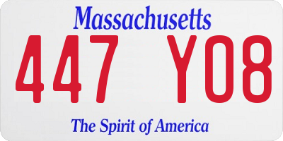 MA license plate 447YO8