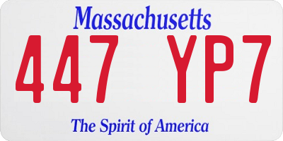 MA license plate 447YP7