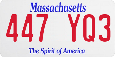 MA license plate 447YQ3