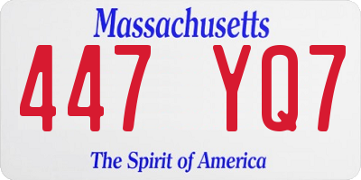 MA license plate 447YQ7