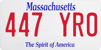 MA license plate 447YR0
