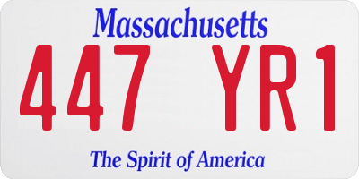 MA license plate 447YR1