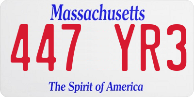 MA license plate 447YR3
